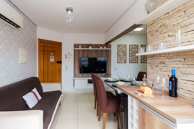 Apê Top | Varanda Chef c Churrasqueira + Vaga e AC