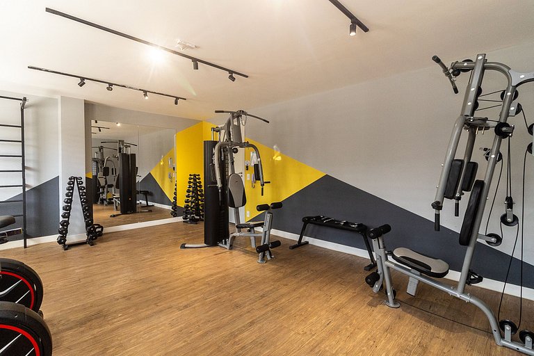 Studio a 2 min do Metrô c/ Varanda + Academia + Ar