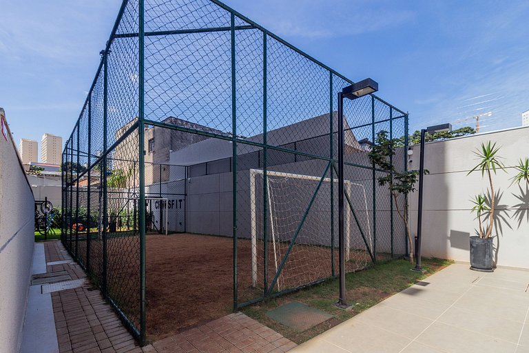 Studio a 4 min do Metrô c/ Varanda + Academia + Ar