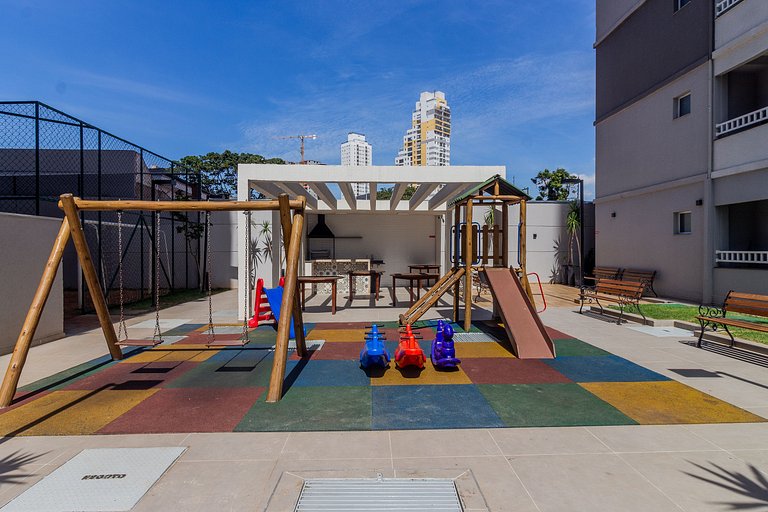 Studio a 2 min do Metrô c/ Varanda + Academia + Ar