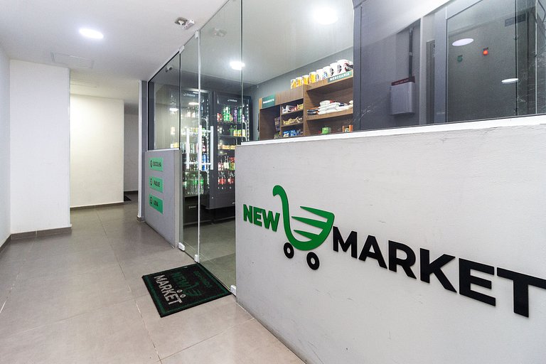 Studio a 4 min do Metrô c/ Varanda + Academia + Ar