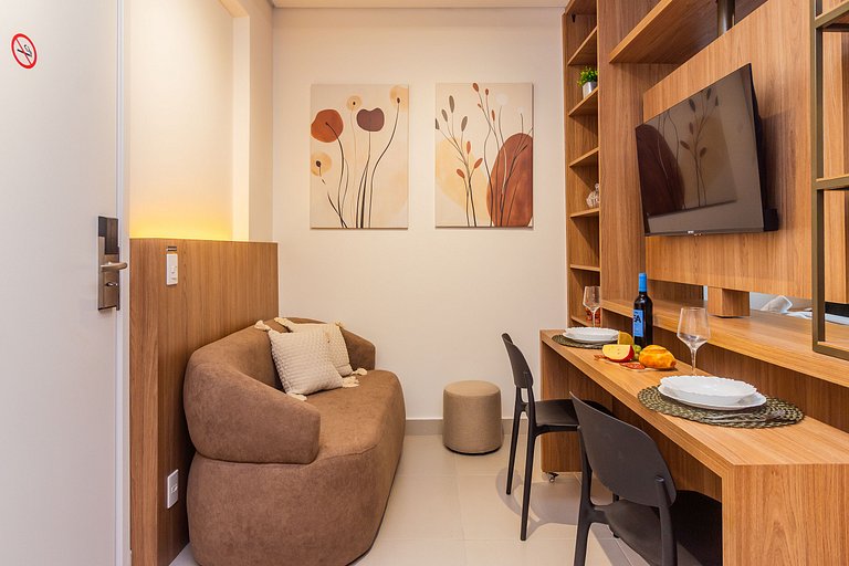 Studio Exclusivo em SBC | Piscina + Academia + AC