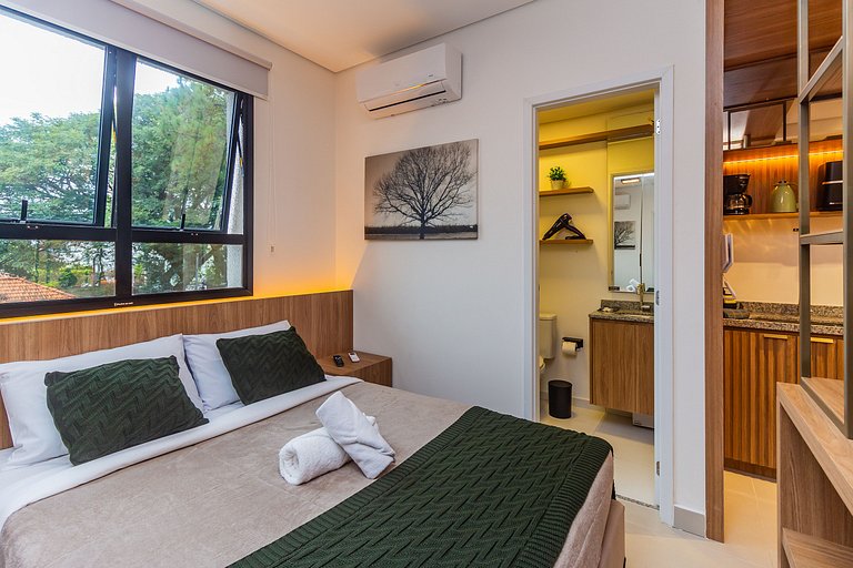 Studio Exclusivo em SBC | Piscina + Academia + AC