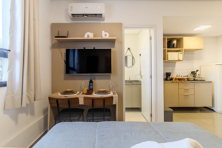Studio Centro SBC | Lazer completo + AC + Wi-Fi
