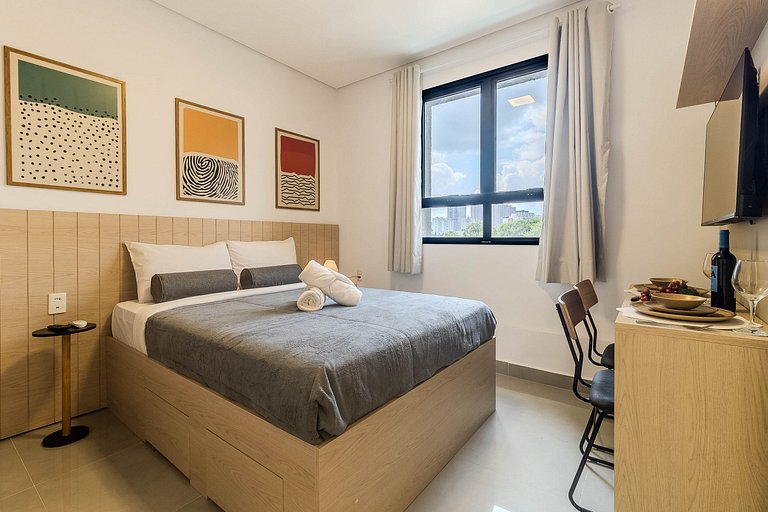 Studio Centro SBC | Lazer completo + AC + Wi-Fi