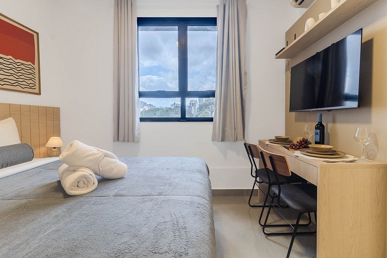 Studio Centro SBC | Lazer completo + AC + Wi-Fi