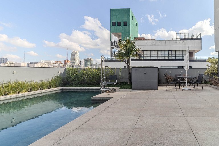 Studio c/ Piscina perto do Metrô e da Av. Paulista